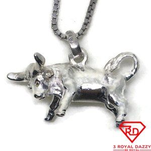 Taurus Zodiac 3D Pendant 925 Sterling Silver